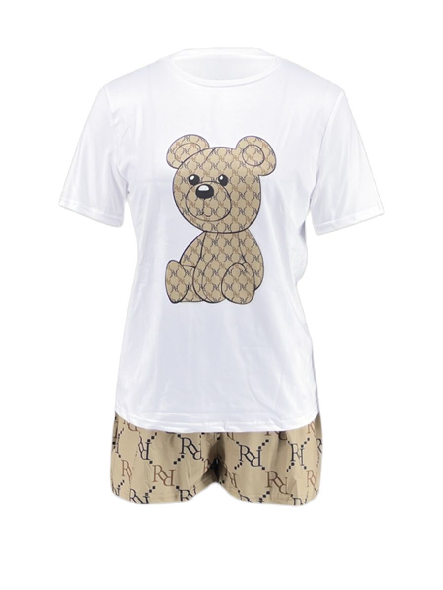 LW Geometric Bear Print Shorts Set