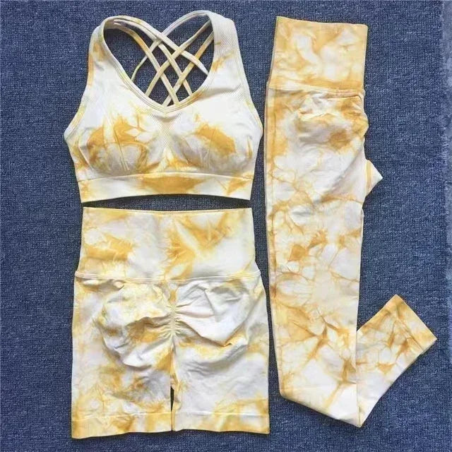 Seamless Tie-Dyed Yoga 3 PC Sets