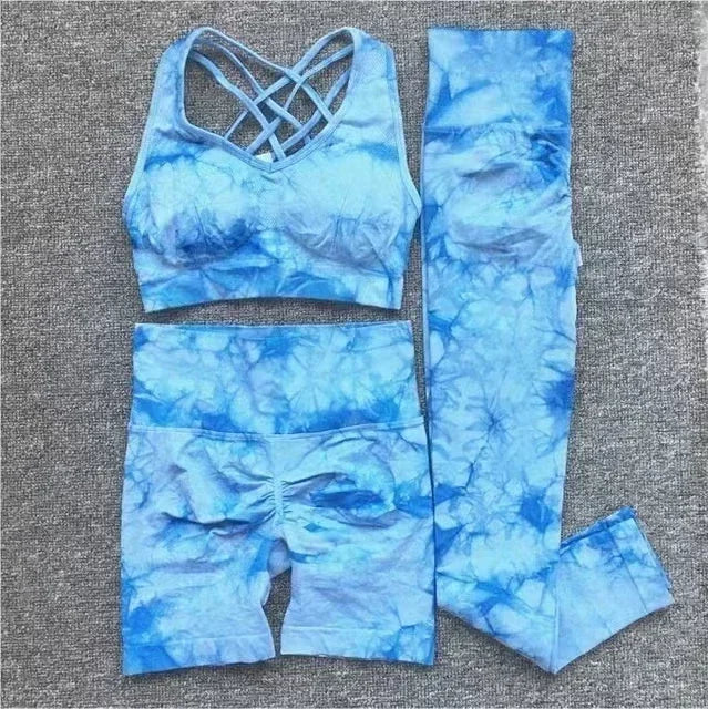 Seamless Tie-Dyed Yoga 3 PC Sets