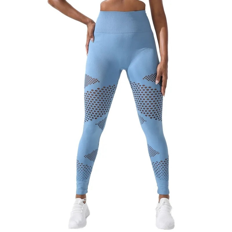 Hollow Stripe Seamless Leggings