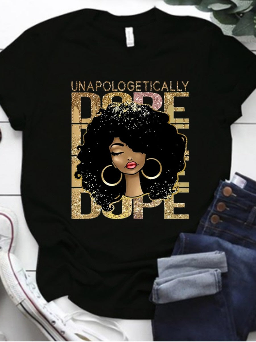 LW Cotton-Feel Figure Dope Letter Print T-shirt