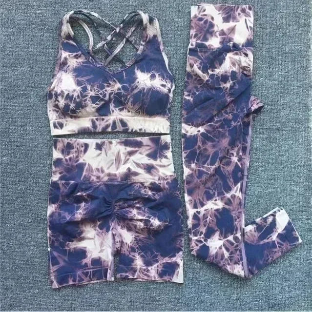 Seamless Tie-Dyed Yoga 3 PC Sets