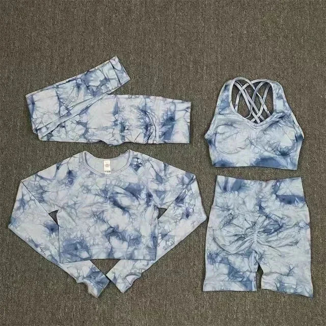 Seamless Tie-Dyed Yoga 4PC Sets