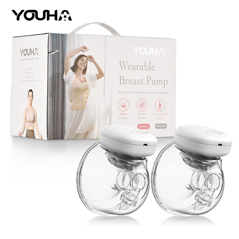 YOUHA Electric Breast Pump. Hands-Free, Portable, Comfortable Milk Extractor. Silent Collector BPA-free. - twobusybodies