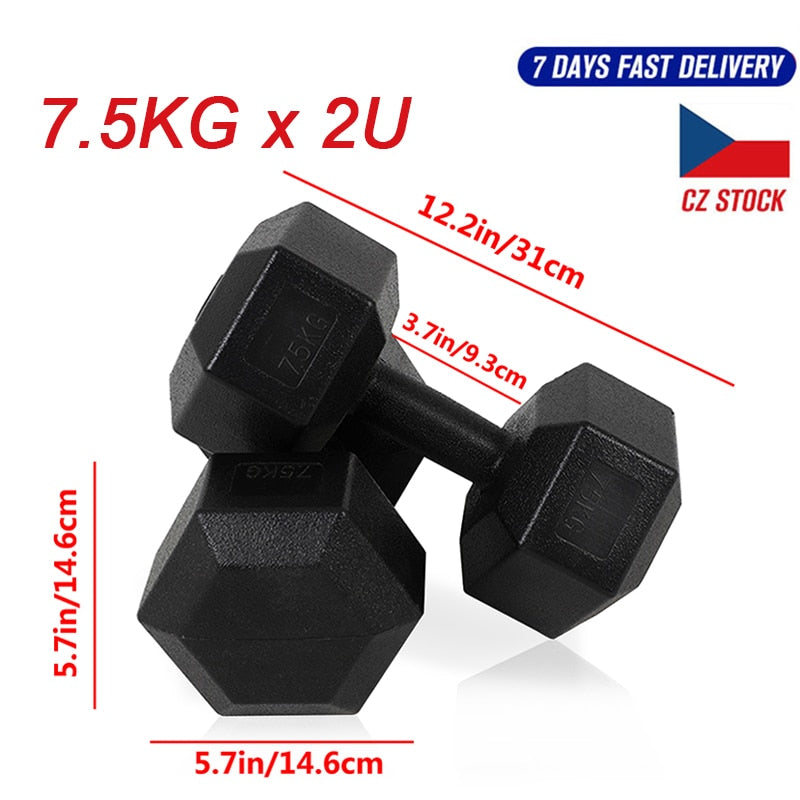 Hexagon Dumbbells. 5-10kg weight Set of 2 Units. Comprehensive exercise equipment. - twobusybodies