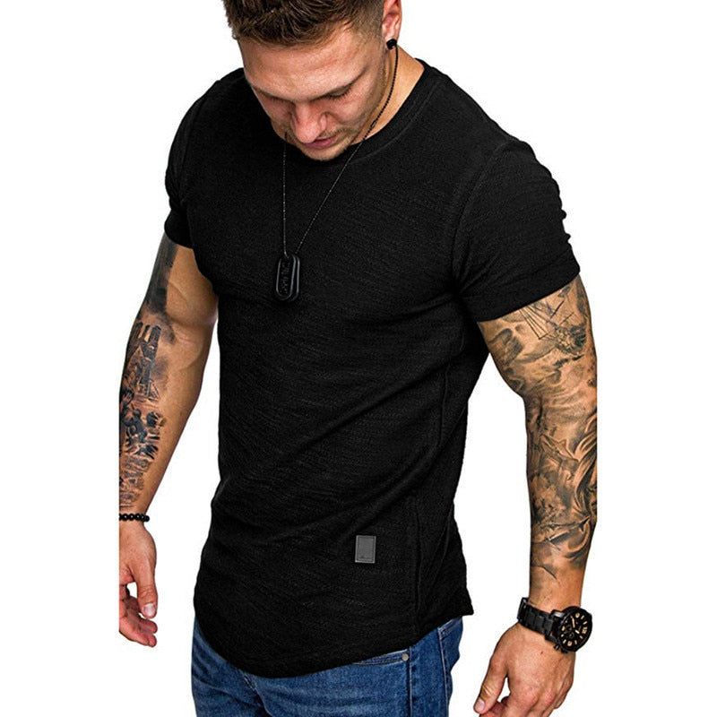 Men's Casual Fashion Solid Crew Neck T-Shirt. Summer Bodybuilding Fitness Short-Sleeve CrossFit top. stylish and comfortable. - twobusybodies