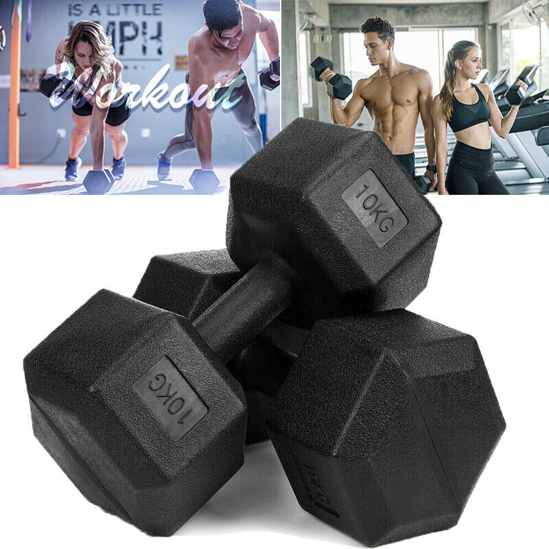 Hexagon Dumbbells. 5-10kg weight Set of 2 Units. Comprehensive exercise equipment. - twobusybodies