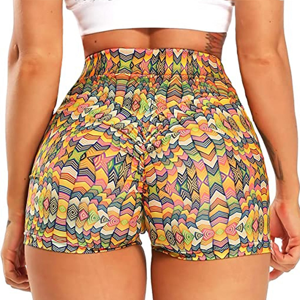 Women's activewear. High Waist, Leopard Print, Vital Fitness, Scrunch Butt Gym shorts. Good for yoga, running, and training. - twobusybodies