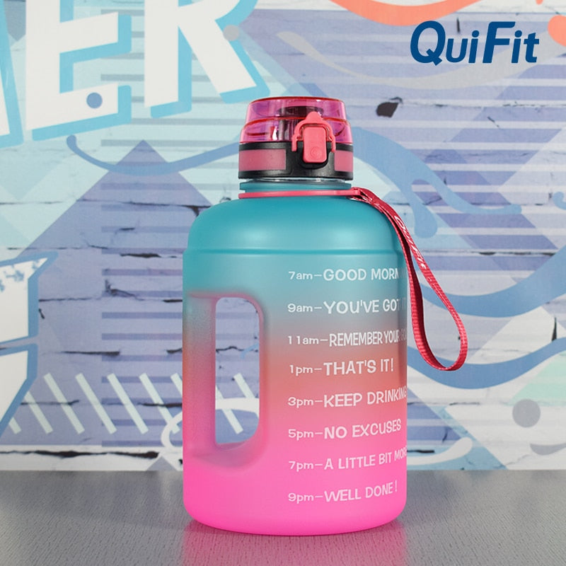 Quifit2.2L/3.78Lbouncing straw sports gallon water bottle