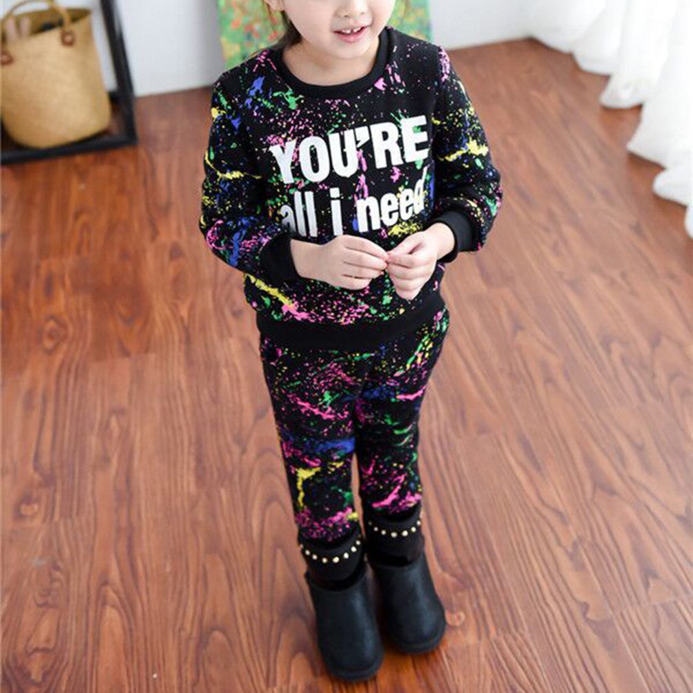 Girl's sweat suit set. Spring Clothing with a splattered paint design made with breathable material and fit true to size. Long sleeve but can be worn all year round. - twobusybodies