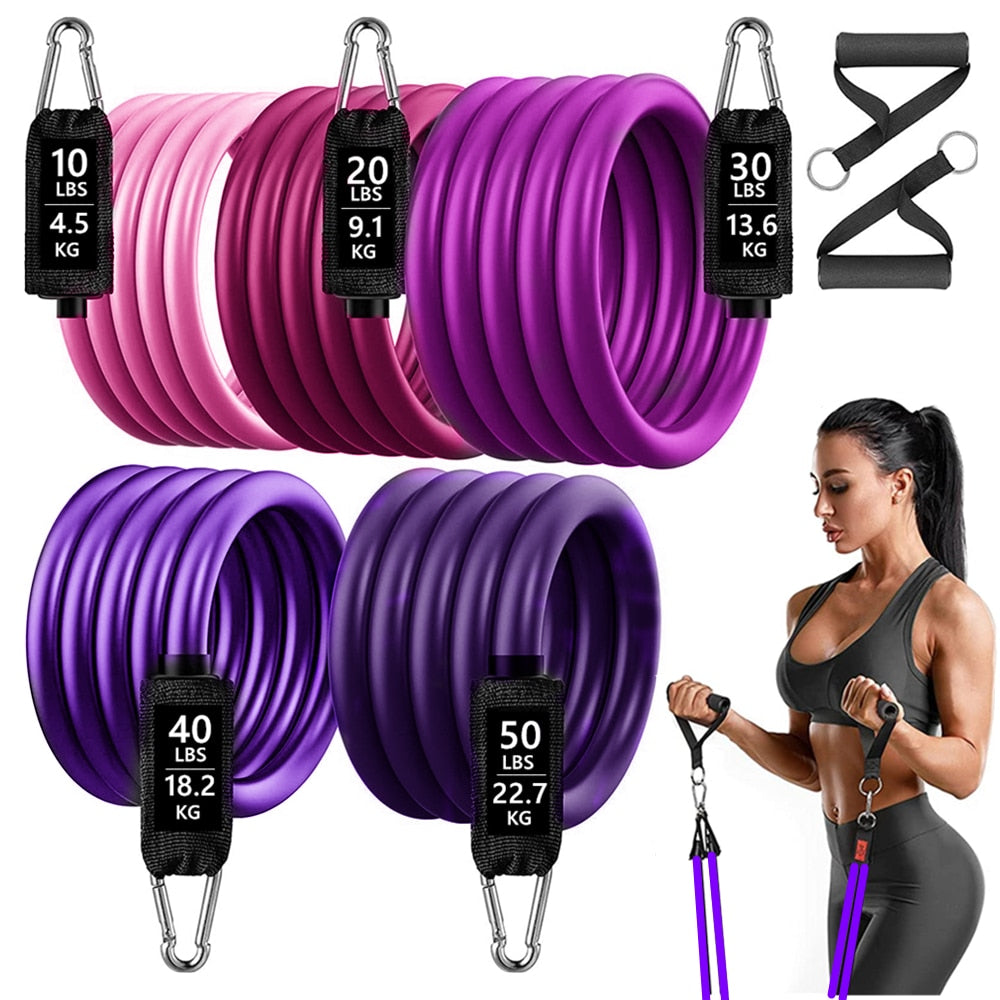 150lbs Resistance Bands Set for Men/Women. Latex Workout Bands included. Fitness Training Equipment for Home Bodybuilding. - twobusybodies