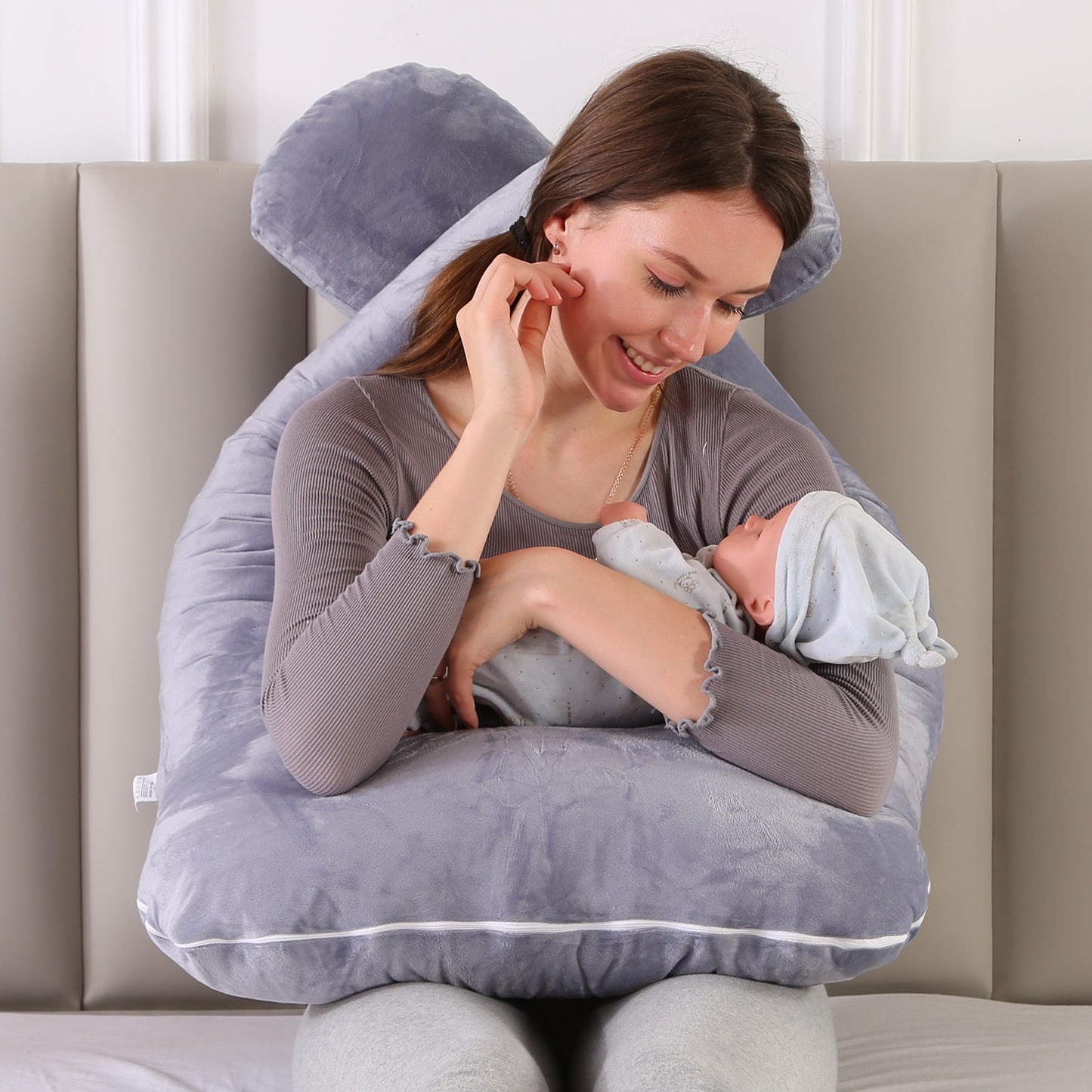 U shape Maternity Pillow. Pregnancy Body Pillow, Side Sleepers Bedding, and very comfortable while sleeping from any position. - twobusybodies