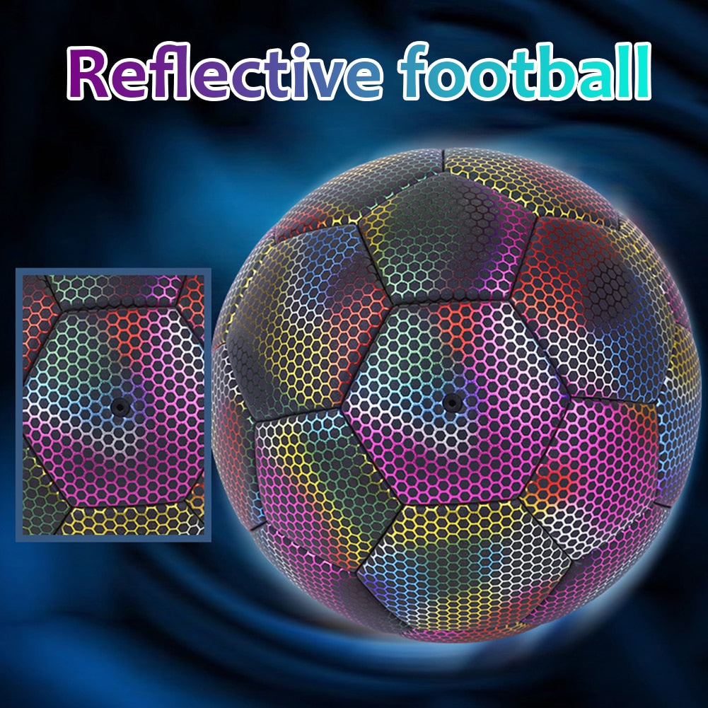 Reflective Soccer Balls.  Luminous Night Glow,  with a high-density, wear-resistant surface layer. Can be used in the daytime or night for Soccer Training or just playing. - twobusybodies