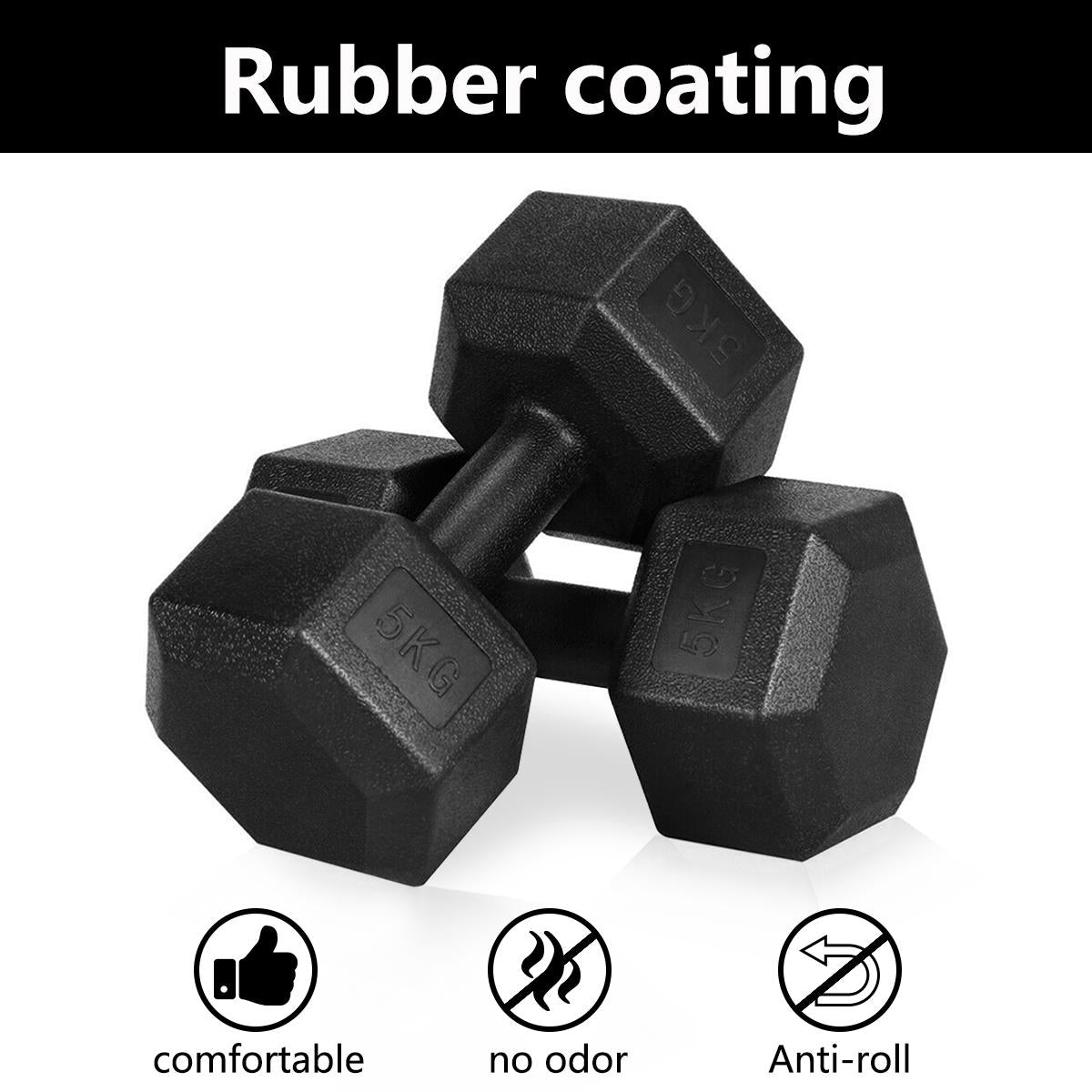 Hexagon Dumbbells. 5-10kg weight Set of 2 Units. Comprehensive exercise equipment. - twobusybodies