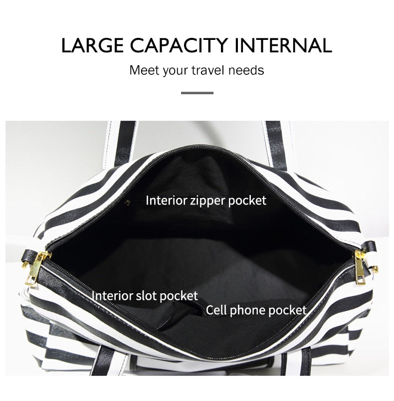 Fashion Carry-On Fitness Travel Bag. That has Large Capacity storage, Waterproof PVC , and cute Striped design. - twobusybodies