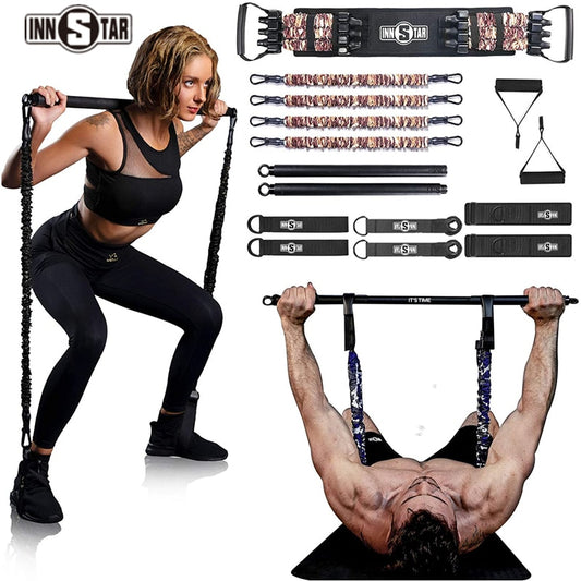 INNSTAR Bench Press Resistance Bands Set. You can perform Squats, work on abdominal Muscles, Chest Expander, and overall full-body workouts. - twobusybodies