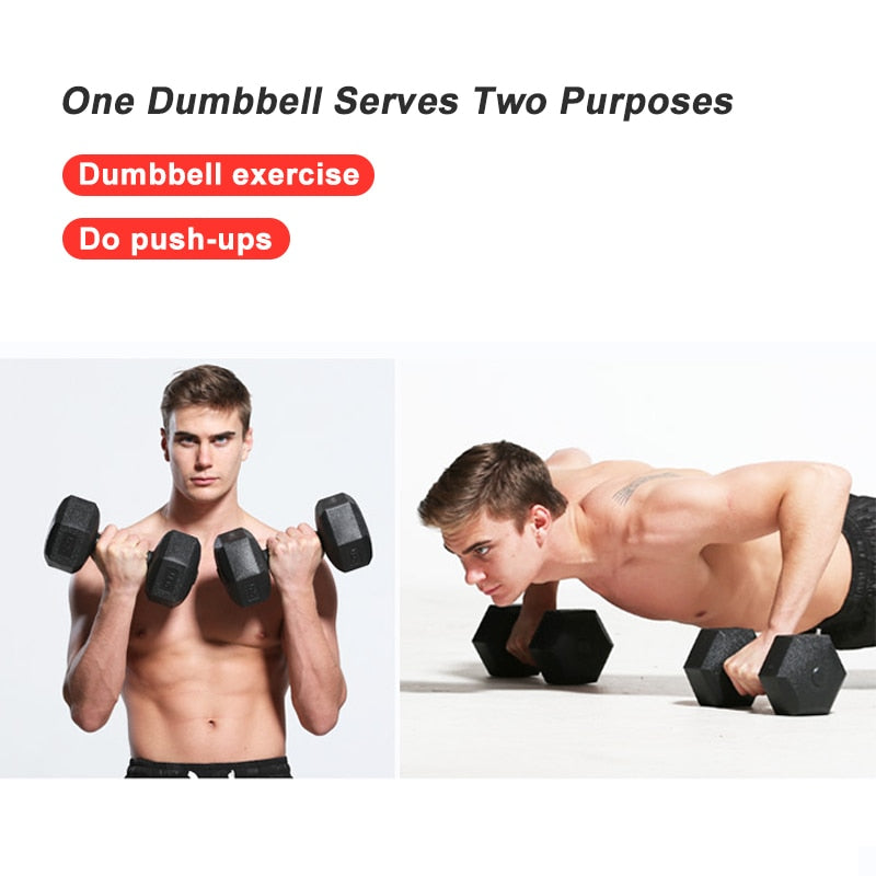 Hexagon Dumbbells. 5-10kg weight Set of 2 Units. Comprehensive exercise equipment. - twobusybodies