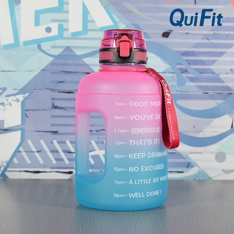 Quifit2.2L/3.78Lbouncing straw sports gallon water bottle