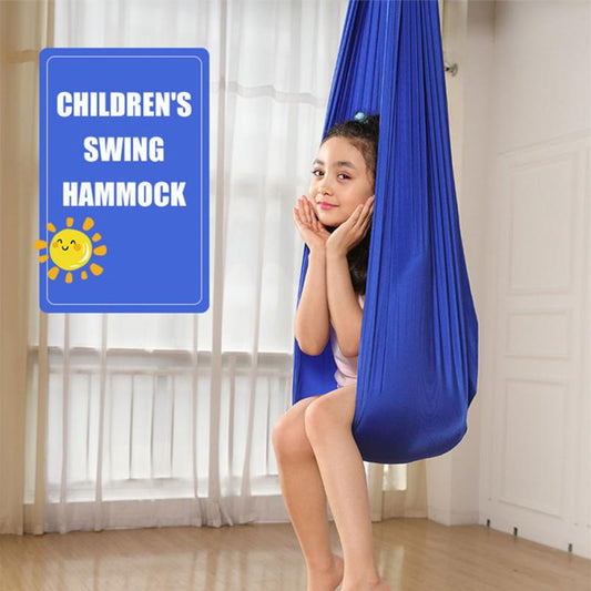 Elastic Children's Hammock Indoor And Outdoor purpose. Made with cotton, durable and comfortable. Can be used for recreational use, gymnastics, or even yoga. - twobusybodies