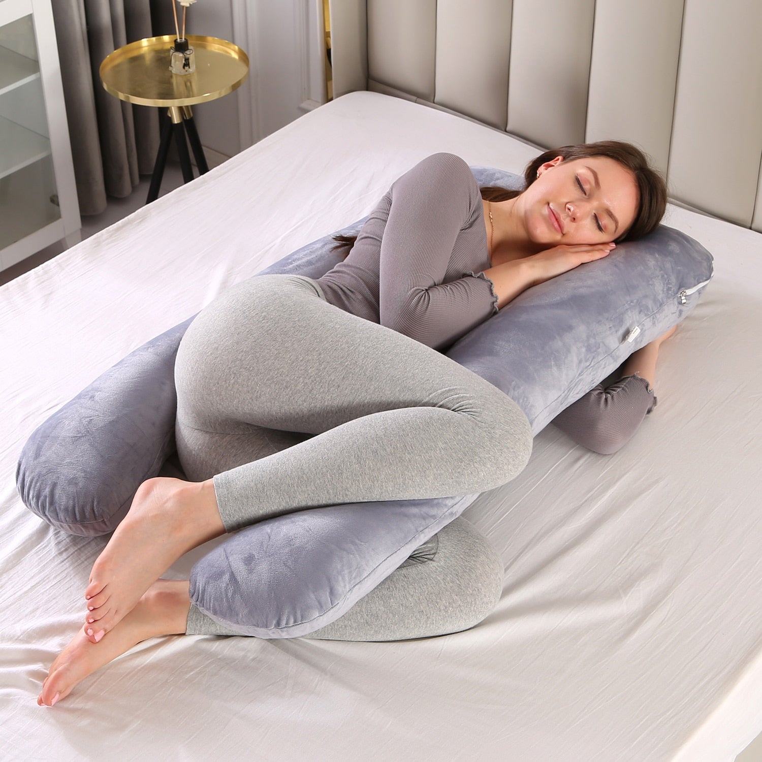 U shape Maternity Pillow. Pregnancy Body Pillow, Side Sleepers Bedding, and very comfortable while sleeping from any position. - twobusybodies