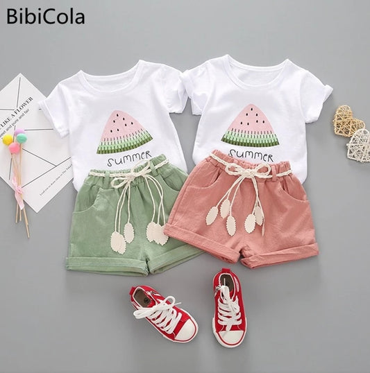 BibiCola summer girls clothing  2pcs set