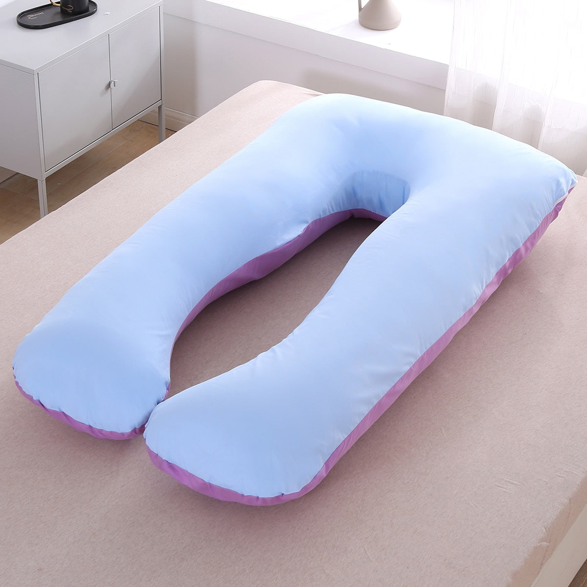 U shape Maternity Pillow. Pregnancy Body Pillow, Side Sleepers Bedding, and very comfortable while sleeping from any position. - twobusybodies