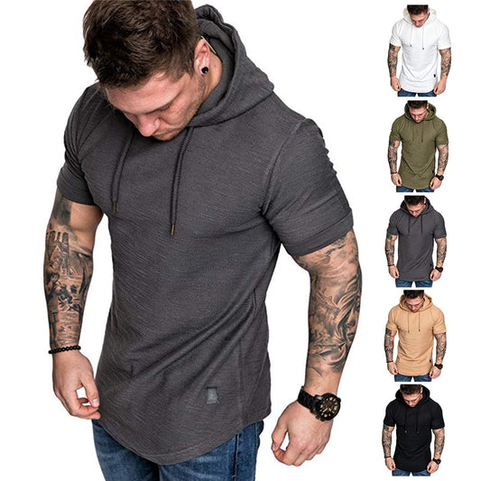 Men's Summer T-Shirt.  T-shirt Hoodies are good for casual wear, also  Fitness, Training, and  Athletic CrossFit - twobusybodies