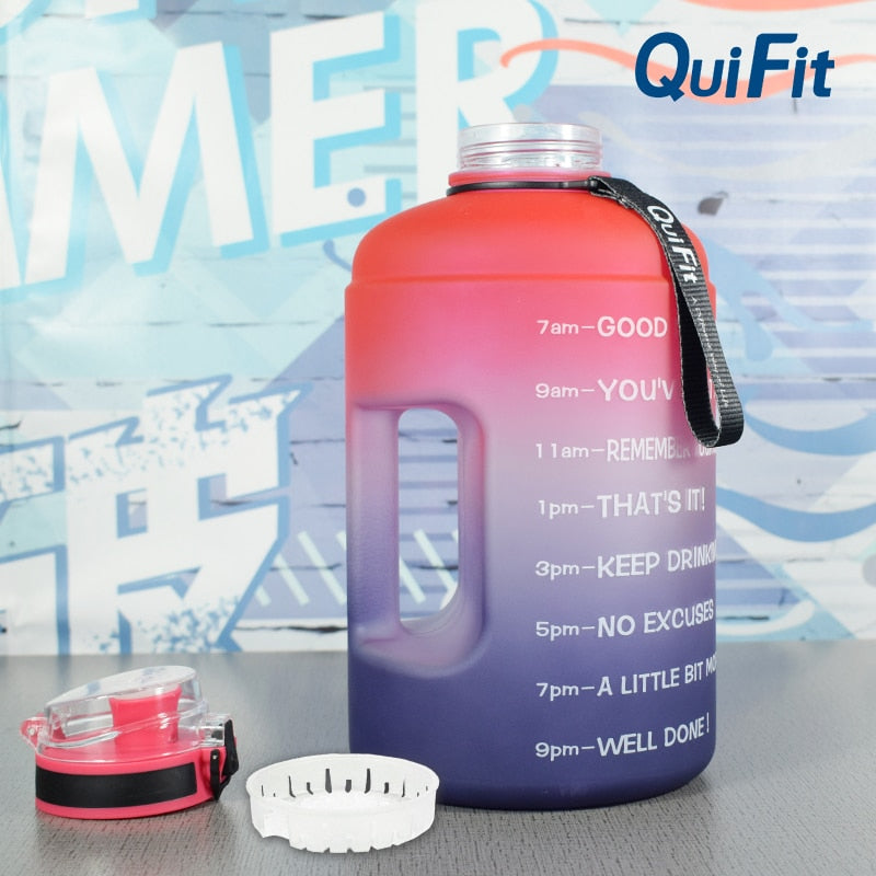 Quifit2.2L/3.78Lbouncing straw sports gallon water bottle