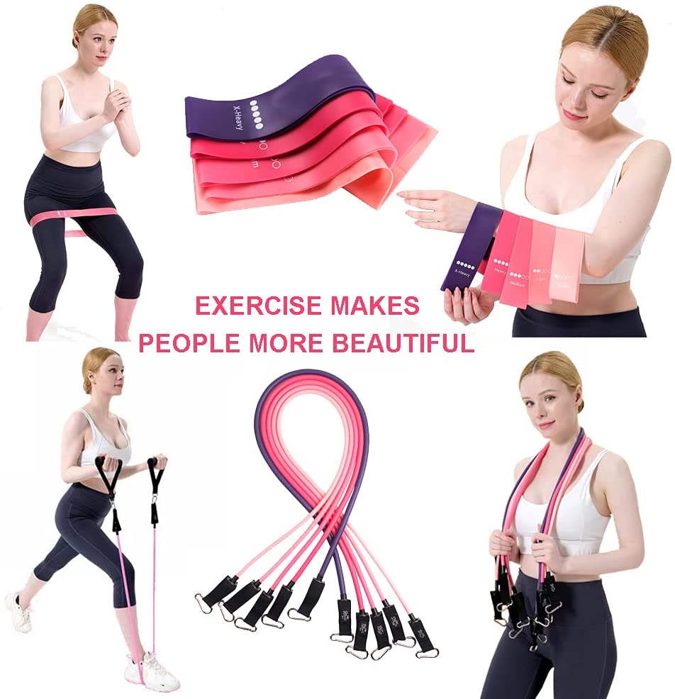 150lbs Resistance Bands Set for Men/Women. Latex Workout Bands included. Fitness Training Equipment for Home Bodybuilding. - twobusybodies