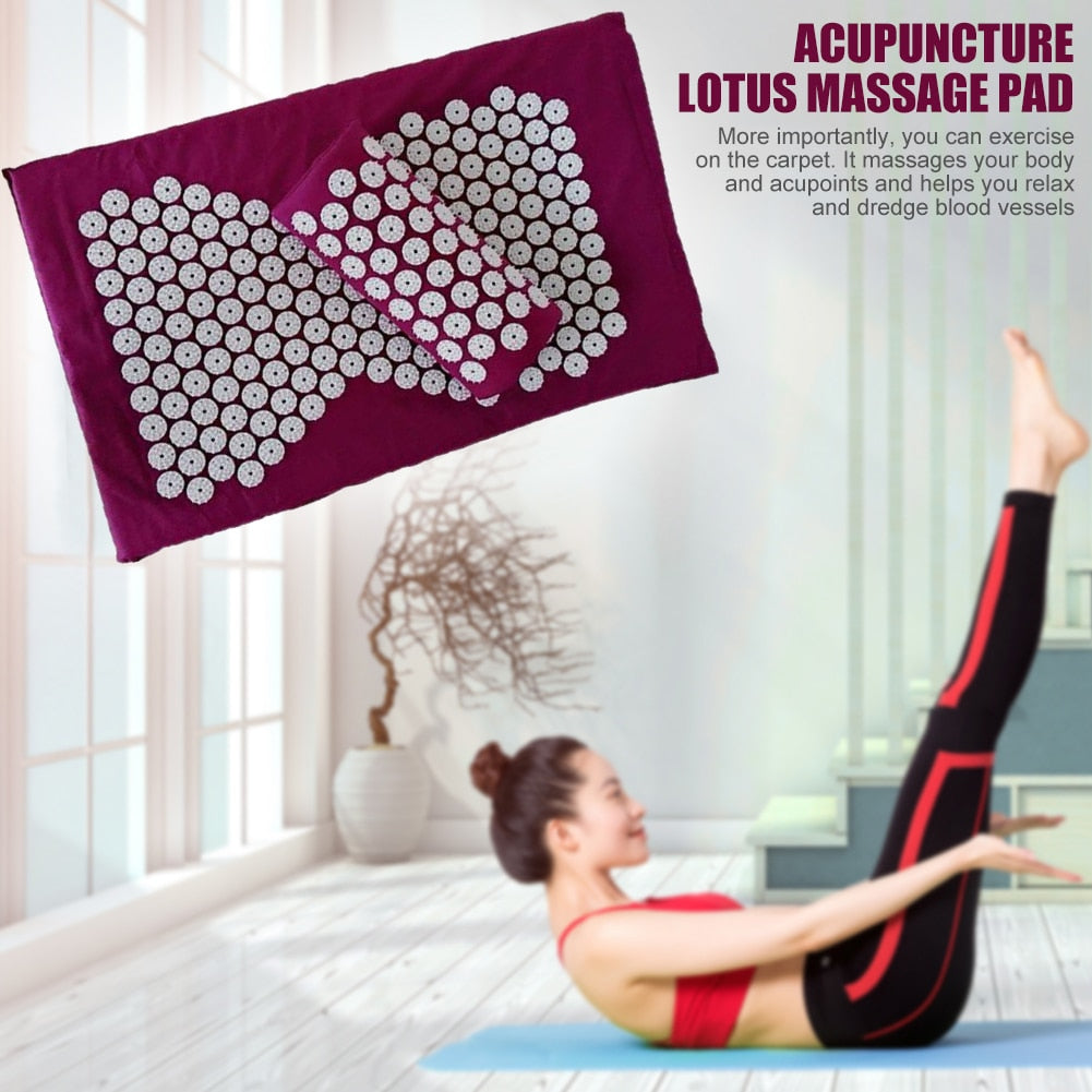 Lotus Acupressure Massage Mat. Relieve Pain Spike Cushions mat with Storage Bag. - twobusybodies