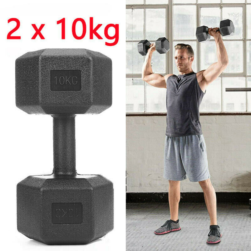 Hexagon Dumbbells. 5-10kg weight Set of 2 Units. Comprehensive exercise equipment. - twobusybodies