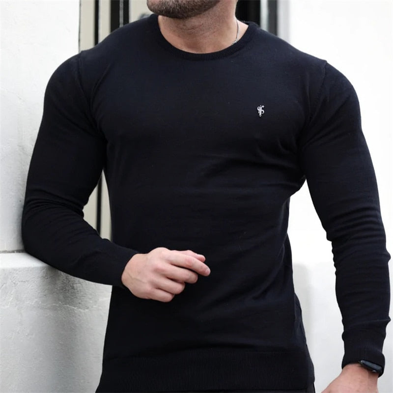 Gym Fitness Sportswear.  Men Casual, Long sleeve, Bodybuilding Workout Tee shirt.  made with woolen material. - twobusybodies