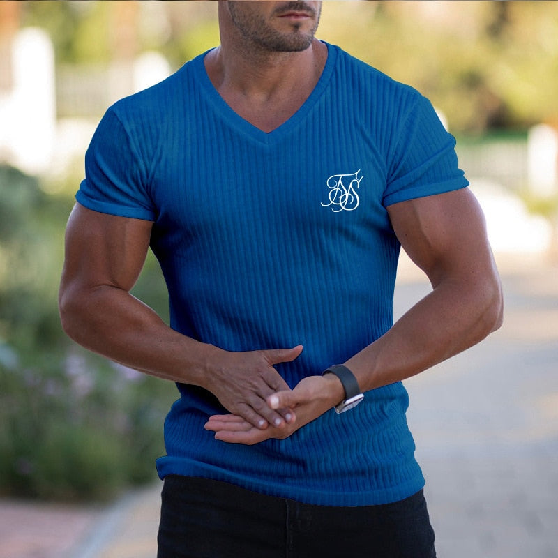 Men's sports T-shirt Short sleeve made with silk/polyester. Has a compression-style fit and can be worn in the summer. Overall stylish for any occasion, - twobusybodies