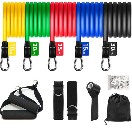 11PCS Resistance Bands Set. Bodybuilding Home Gym Equipment. Weight Training Fitness without the weights, just use body weight. - twobusybodies