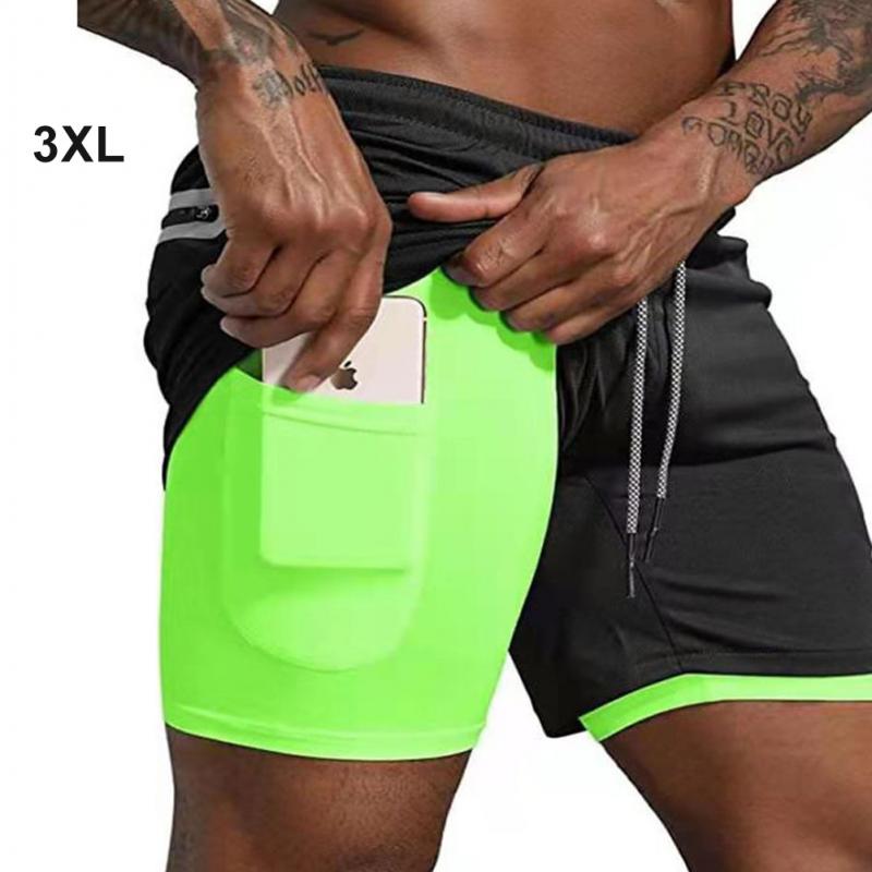 Men's Sports Shorts. Training, Basketball, Jogging Five-point Pants. 2 In 1 Double-deck Quick Dry Sportswear. - twobusybodies