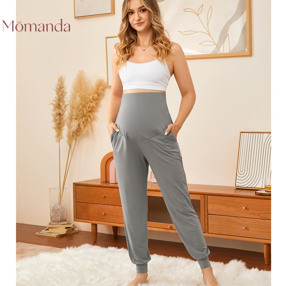 Momanda Maternity Workout Pants. With Pockets, Over Belly Support, Stretchy, Casual, Loose fit, and Soft.   good for being active and also lounge wear. - twobusybodies