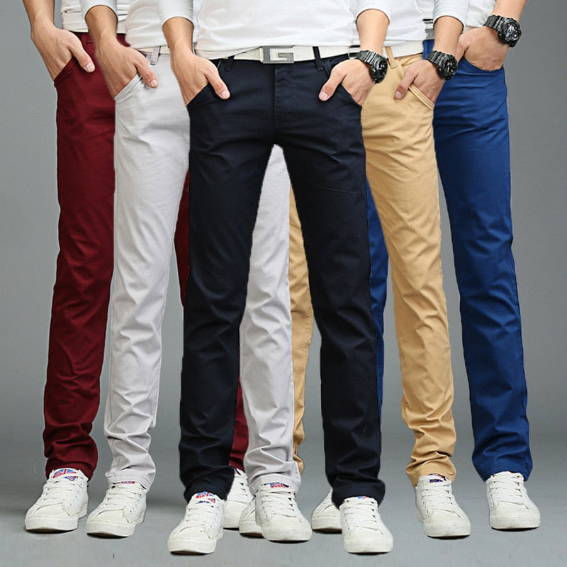 Spring/autumn Men's Casual Pants. Made with Cotton, Slim Fit, Fashionable chinos. Comfortable fit and very easily matched. - twobusybodies