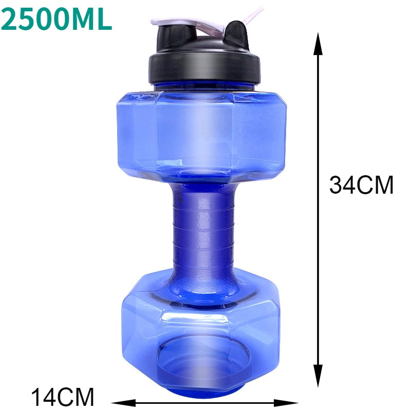 Running Water Dumbbell Sports Bottle. Large Capacity, convenient, and used for Fitness as well. - twobusybodies