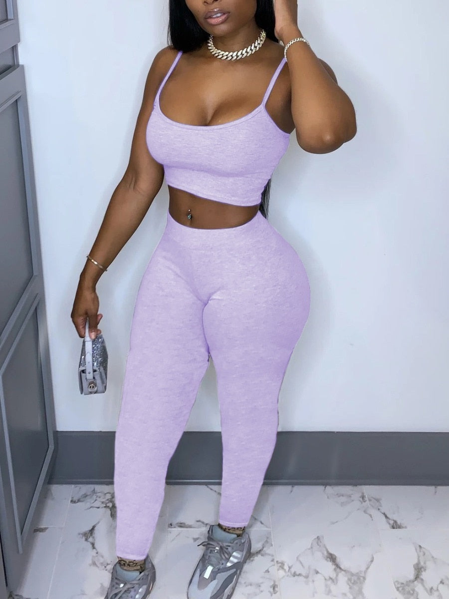 Cami Crop Top Yoga Pants Set