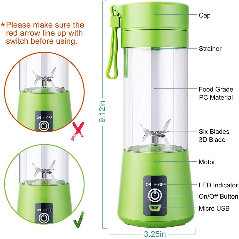 Portable Blender.  Electric Mixer/Juicer Machine; Can be a Smoothie Blender, Mini Food Processor, or a  Personal Lemon Squeezer. Good for on-to-go activities. - twobusybodies