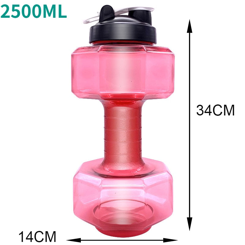 Running Water Dumbbell Sports Bottle. Large Capacity, convenient, and used for Fitness as well. - twobusybodies