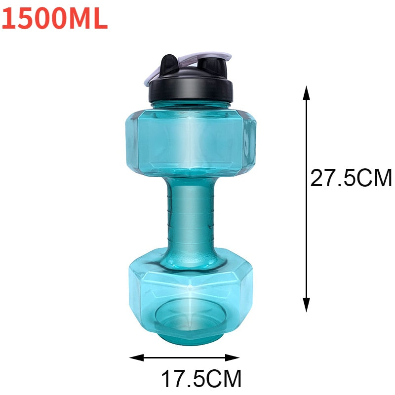 Running Water Dumbbell Sports Bottle. Large Capacity, convenient, and used for Fitness as well. - twobusybodies