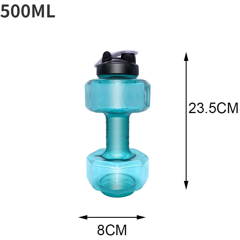 Running Water Dumbbell Sports Bottle. Large Capacity, convenient, and used for Fitness as well. - twobusybodies