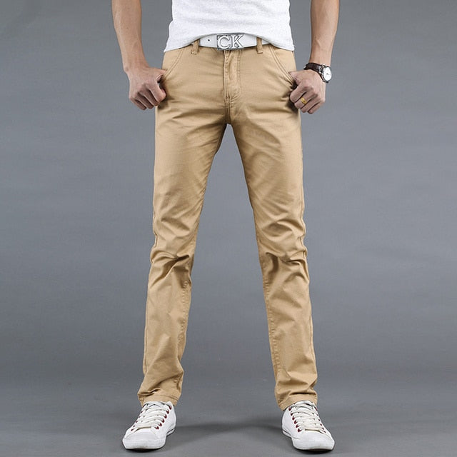 Spring/autumn Men's Casual Pants. Made with Cotton, Slim Fit, Fashionable chinos. Comfortable fit and very easily matched. - twobusybodies