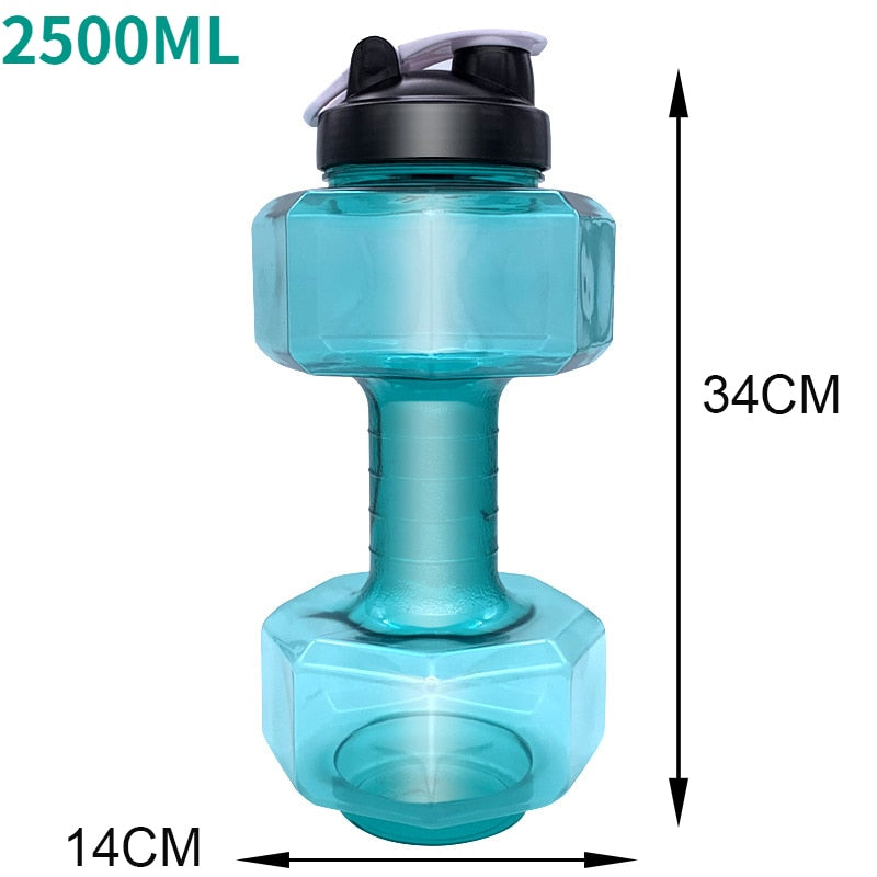 Running Water Dumbbell Sports Bottle. Large Capacity, convenient, and used for Fitness as well. - twobusybodies