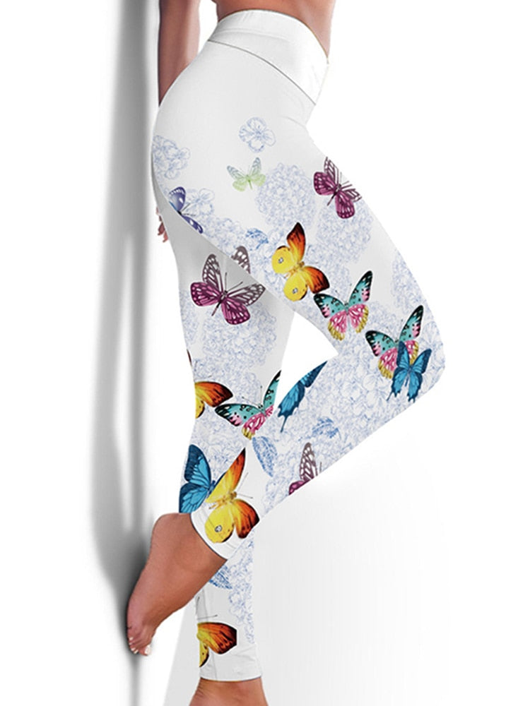 2023 New Fashion Fitness wear. High Elastic, Sweat Absorption Digital Butterfly Printed Leggings - twobusybodies