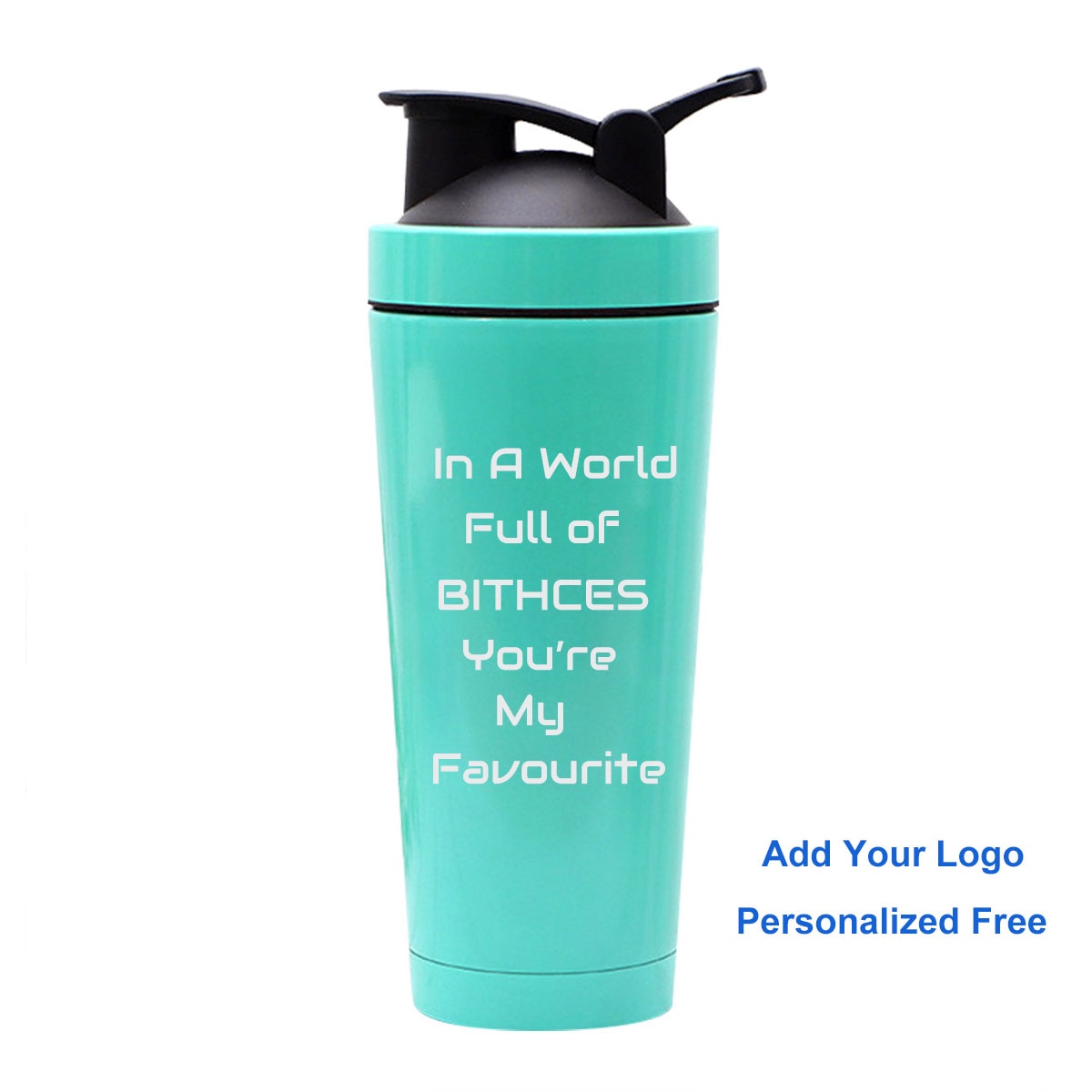 Protein Shaker Bottle.  Can be a great Birthday Gift for a Friend, Bff , Customizable with a Name or Text of Your Choice. - twobusybodies