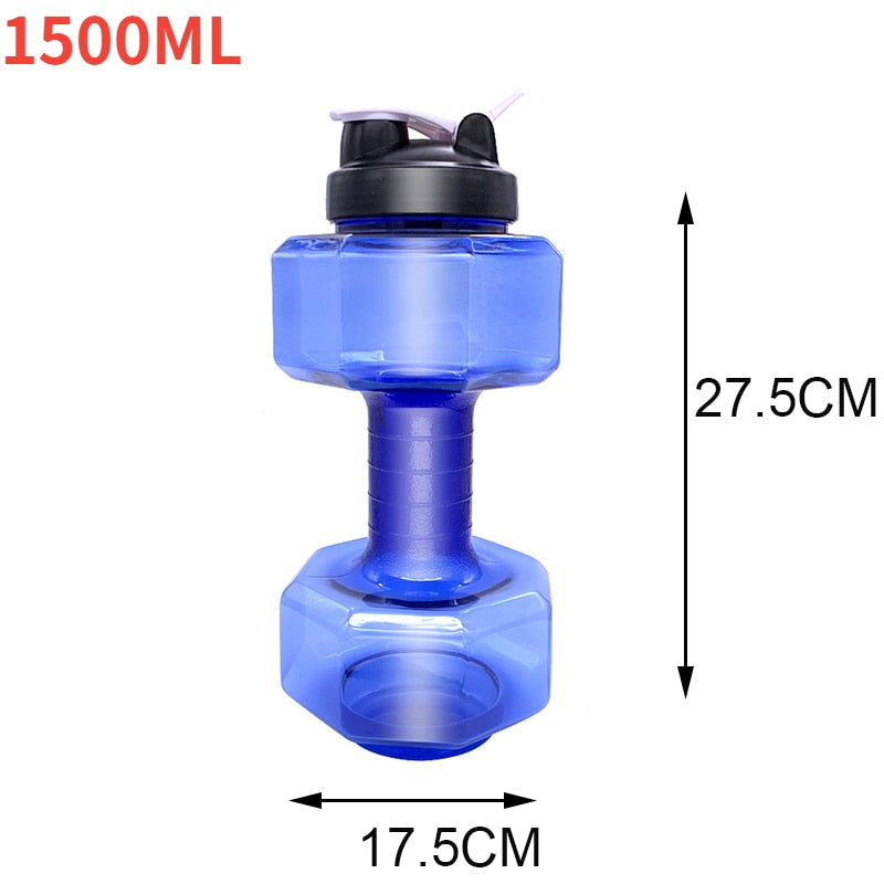 Running Water Dumbbell Sports Bottle. Large Capacity, convenient, and used for Fitness as well. - twobusybodies