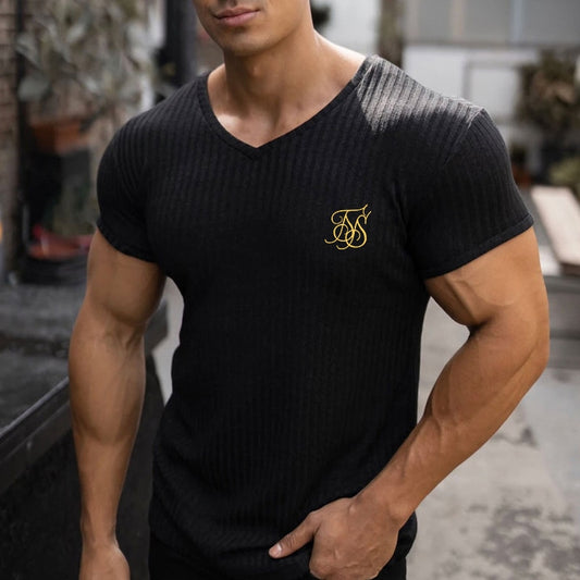 Men's sports T-shirt Short sleeve made with silk/polyester. Has a compression-style fit and can be worn in the summer. Overall stylish for any occasion, - twobusybodies