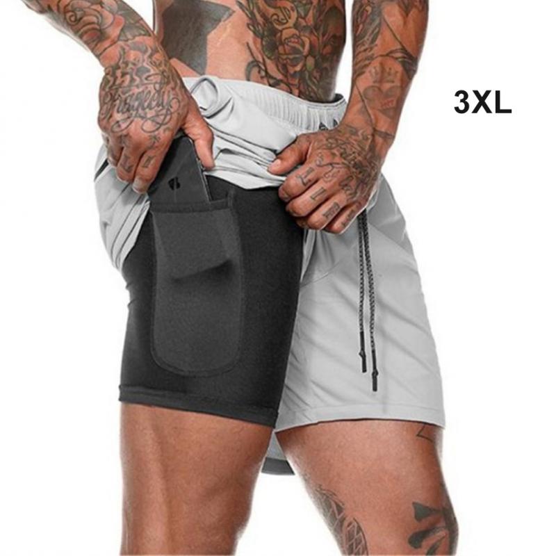 Men's Sports Shorts. Training, Basketball, Jogging Five-point Pants. 2 In 1 Double-deck Quick Dry Sportswear. - twobusybodies